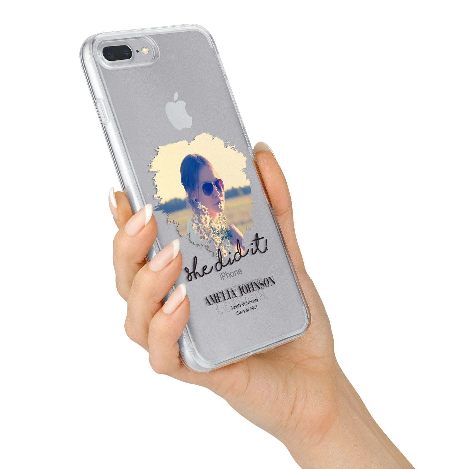 She Did It Graduation Photo with Name iPhone 7 Plus Bumper Case on Silver iPhone Alternative Image