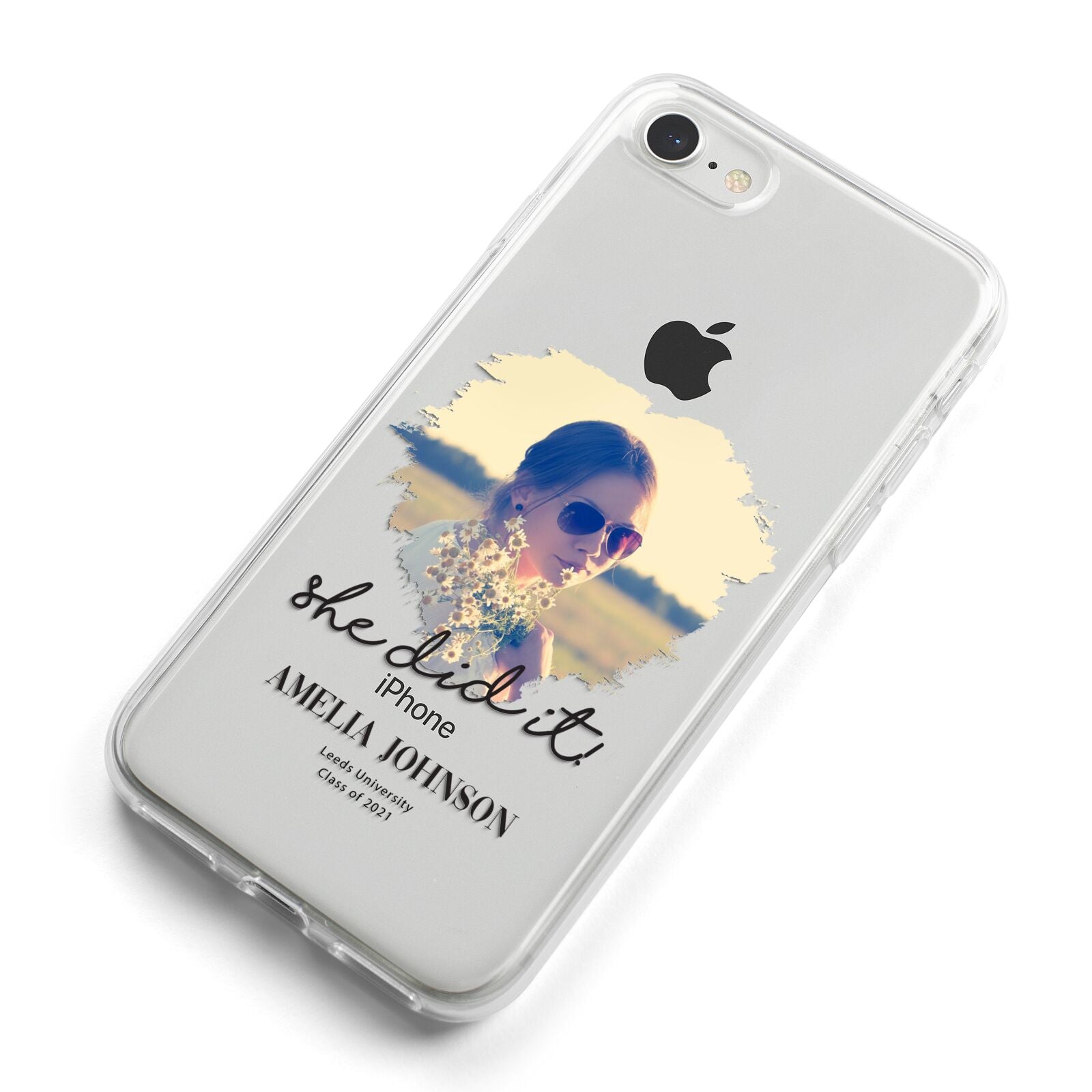 She Did It Graduation Photo with Name iPhone 8 Bumper Case on Silver iPhone Alternative Image
