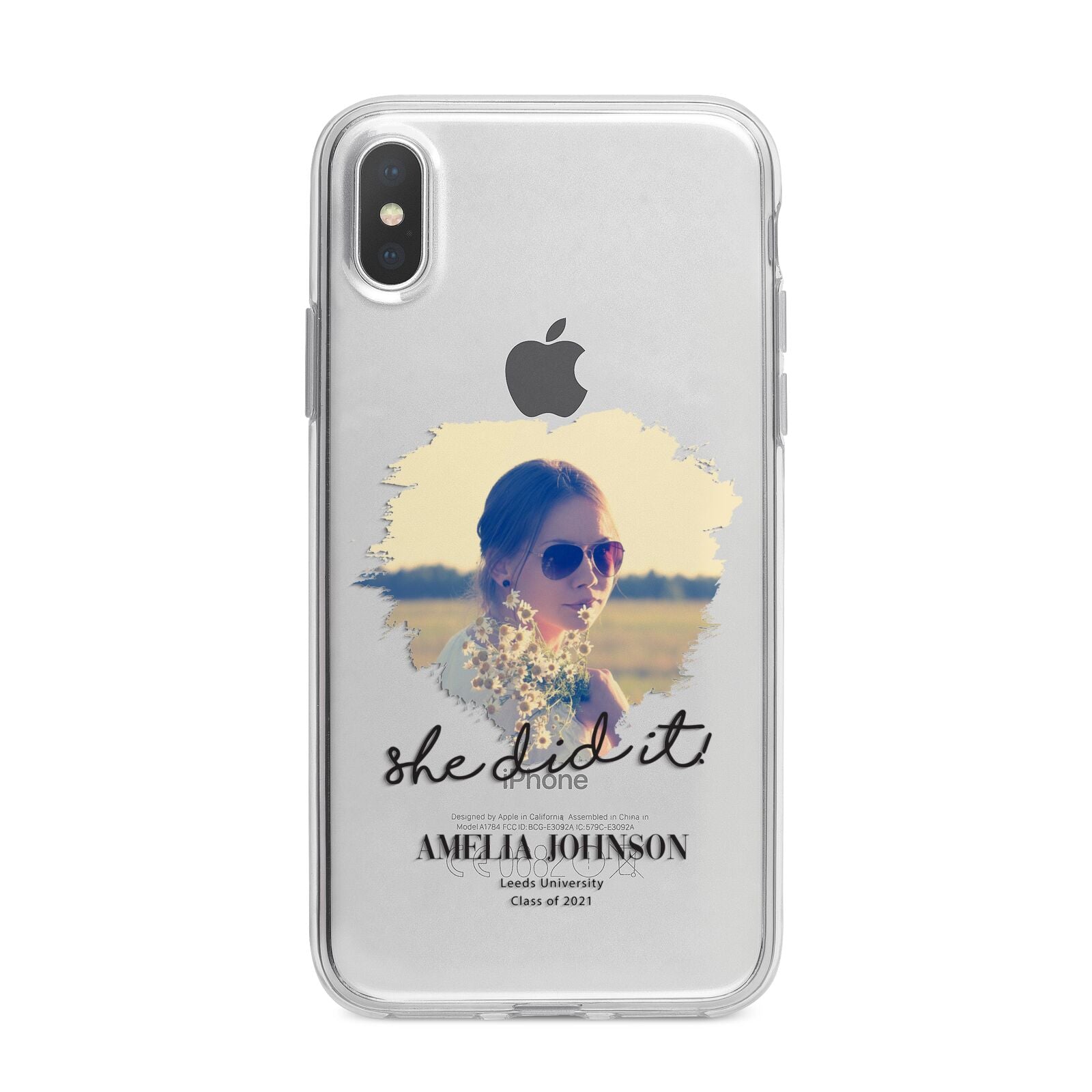 She Did It Graduation Photo with Name iPhone X Bumper Case on Silver iPhone Alternative Image 1