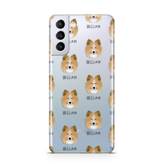 Shetland Sheepdog Icon with Name Samsung S21 Plus Phone Case