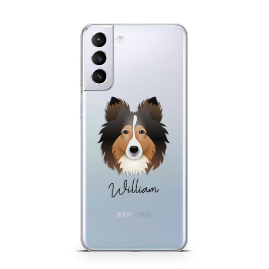 Shetland Sheepdog Personalised Samsung S21 Plus Phone Case
