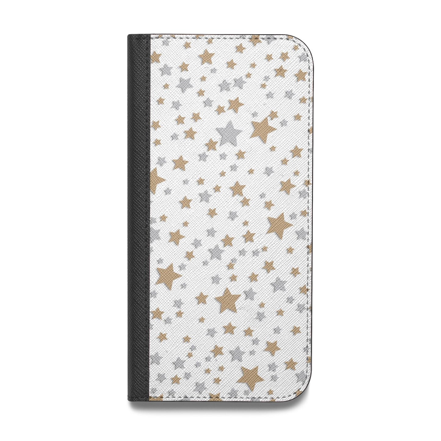 Silver Gold Stars Vegan Leather Flip Samsung Case