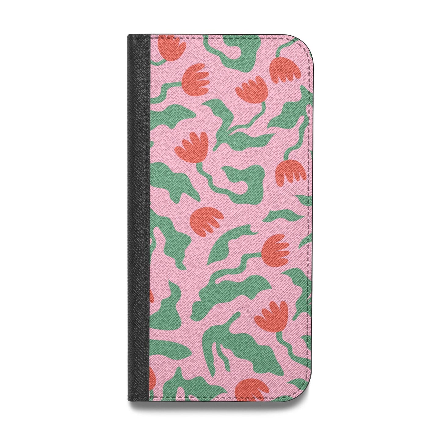 Simple Floral Vegan Leather Flip Samsung Case