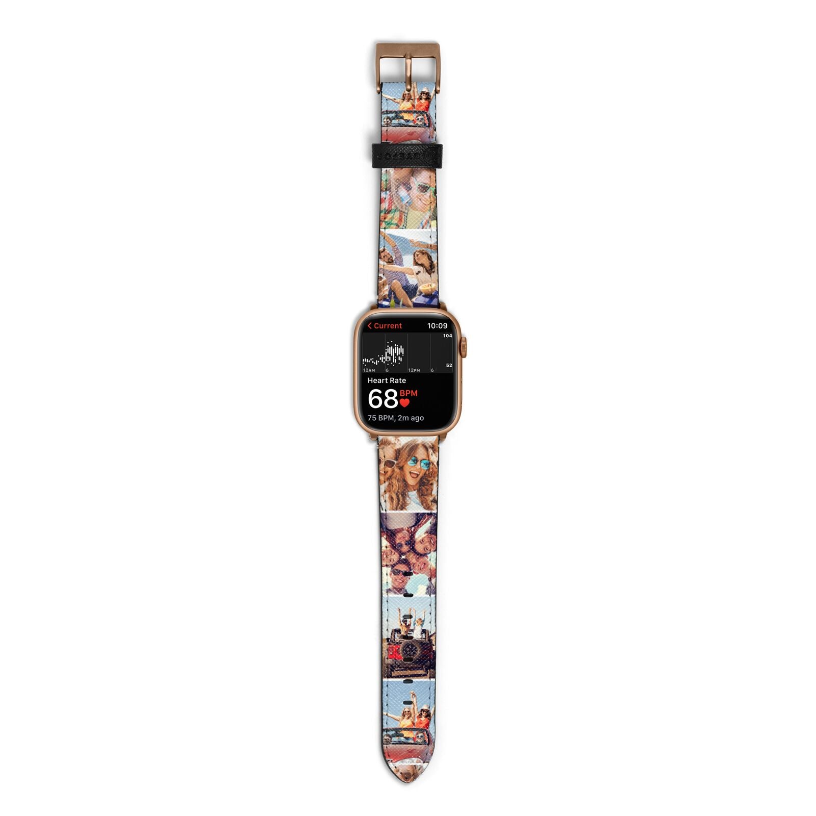 Six Photo Apple Watch Strap Size 38mm with Gold Hardware