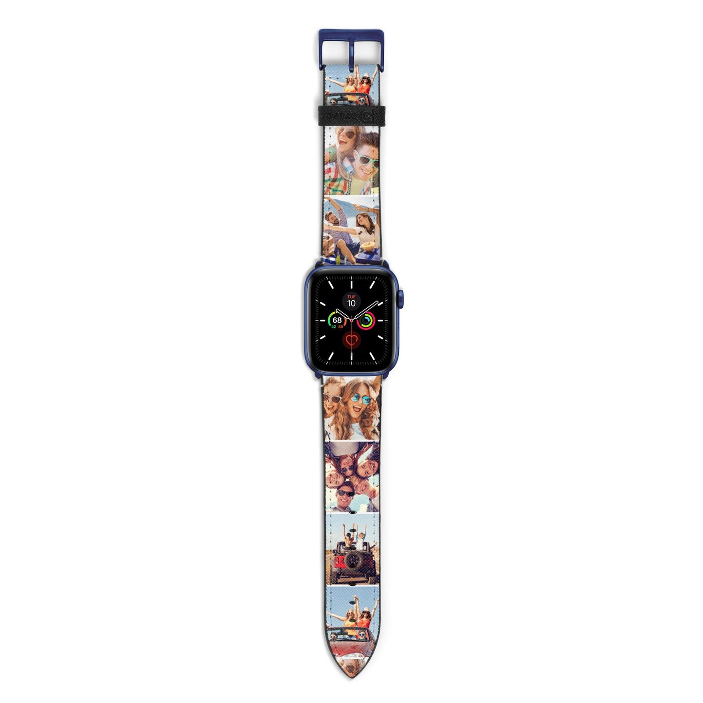 Six Photo Apple Watch Strap with Blue Hardware