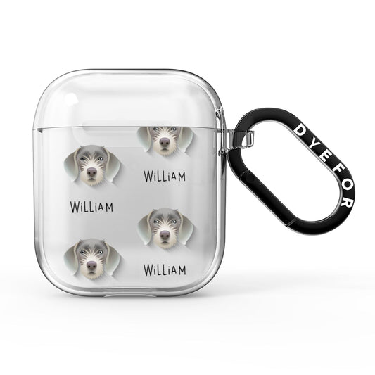 Slovakian Rough Haired Pointer Icon with Name AirPods Clear Case