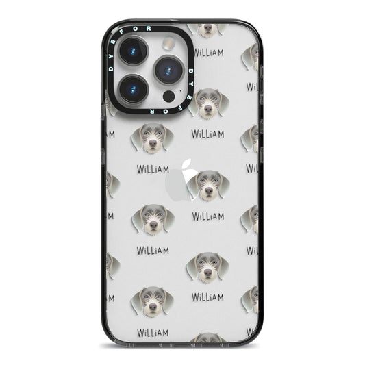 Slovakian Rough Haired Pointer Icon with Name iPhone 14 Pro Max Black Impact Case on Silver phone