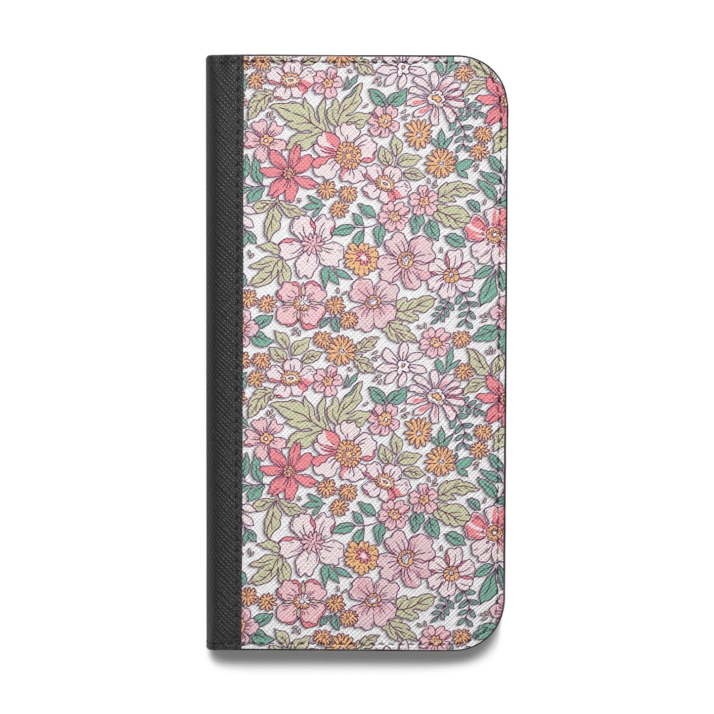 Small Floral Pattern Vegan Leather Flip Samsung Case