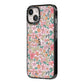 Small Floral Pattern iPhone 14 Black Impact Case Side Angle on Silver phone