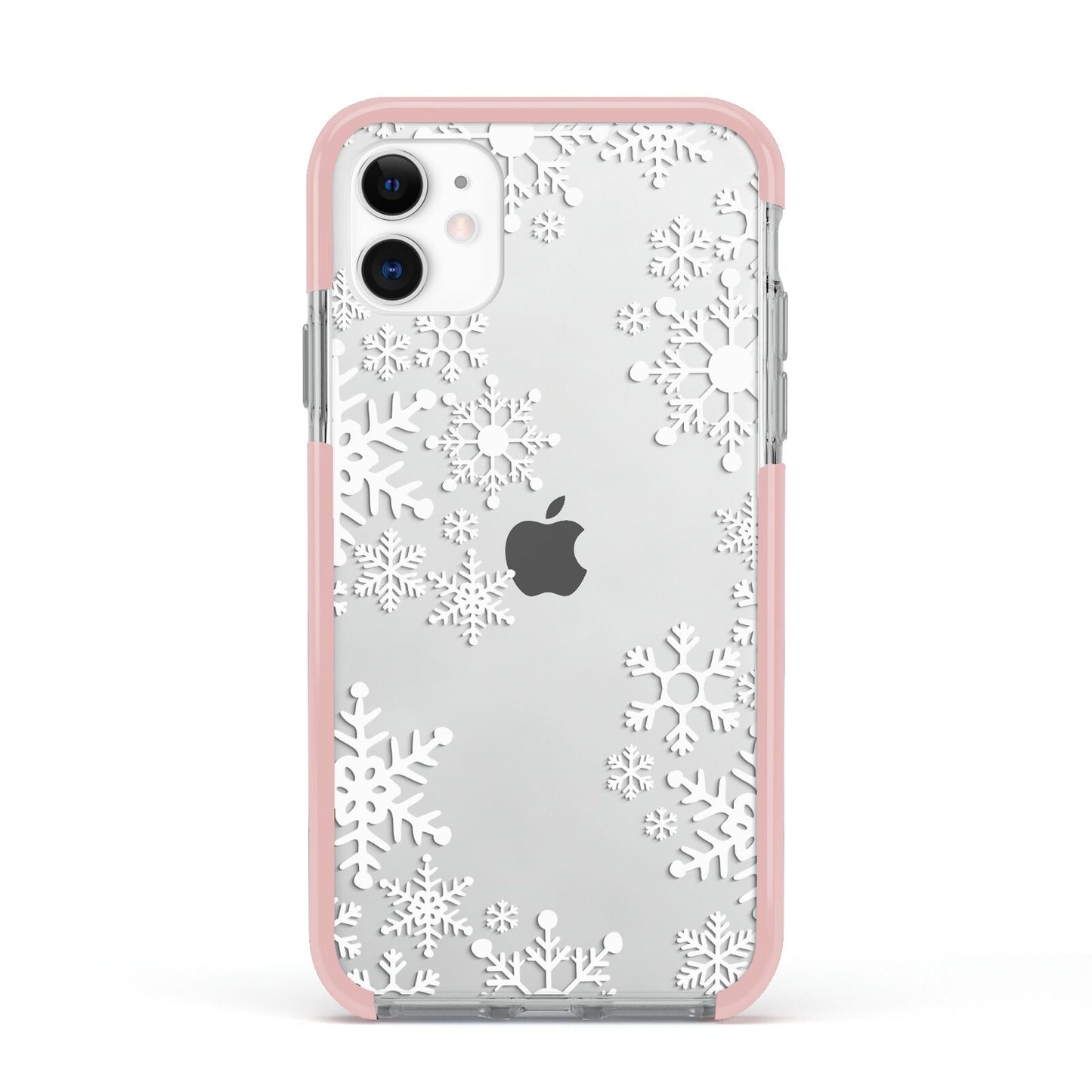 Snowflake Apple iPhone 11 in White with Pink Impact Case