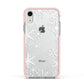 Snowflake Apple iPhone XR Impact Case Pink Edge on Silver Phone