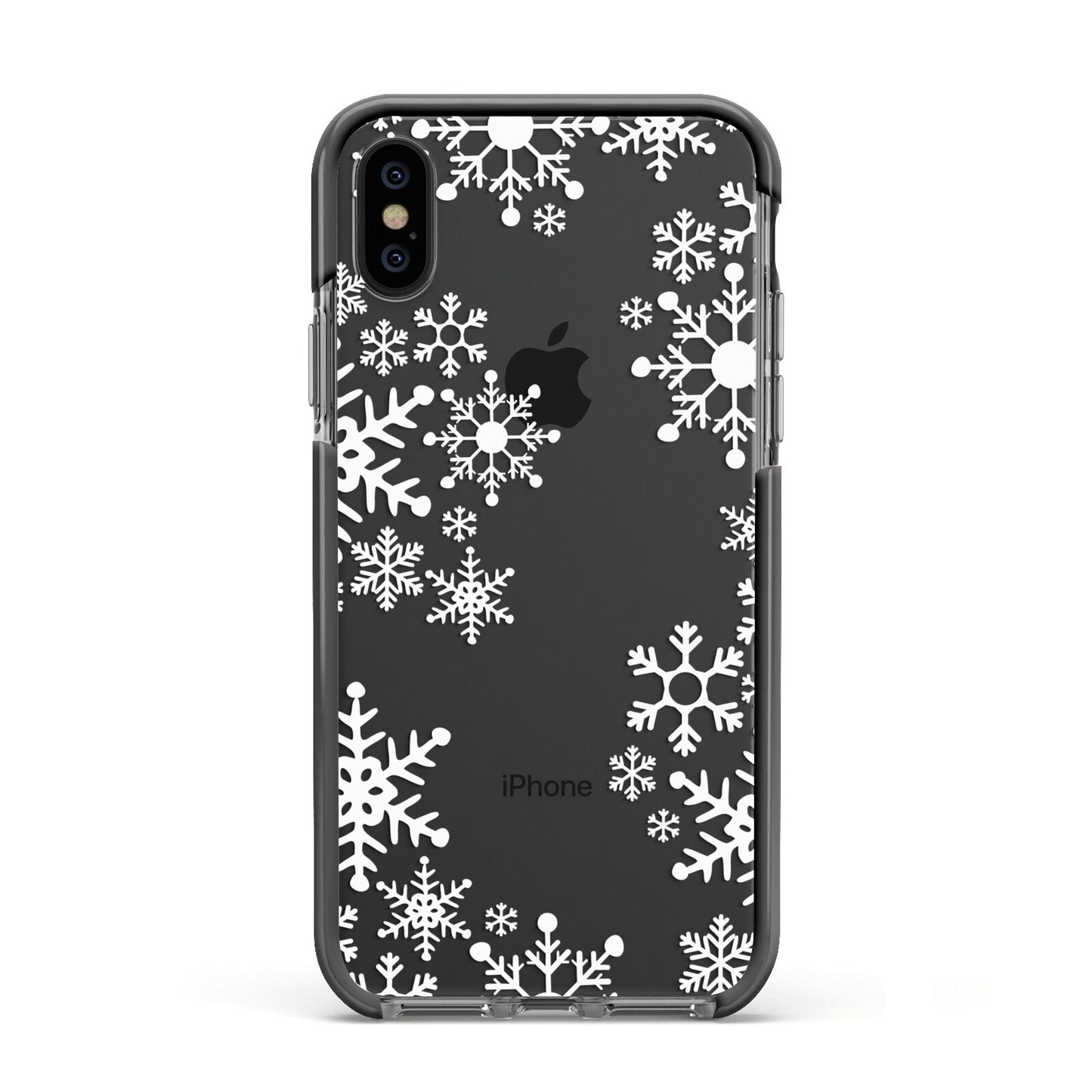 Snowflake Apple iPhone Xs Impact Case Black Edge on Black Phone