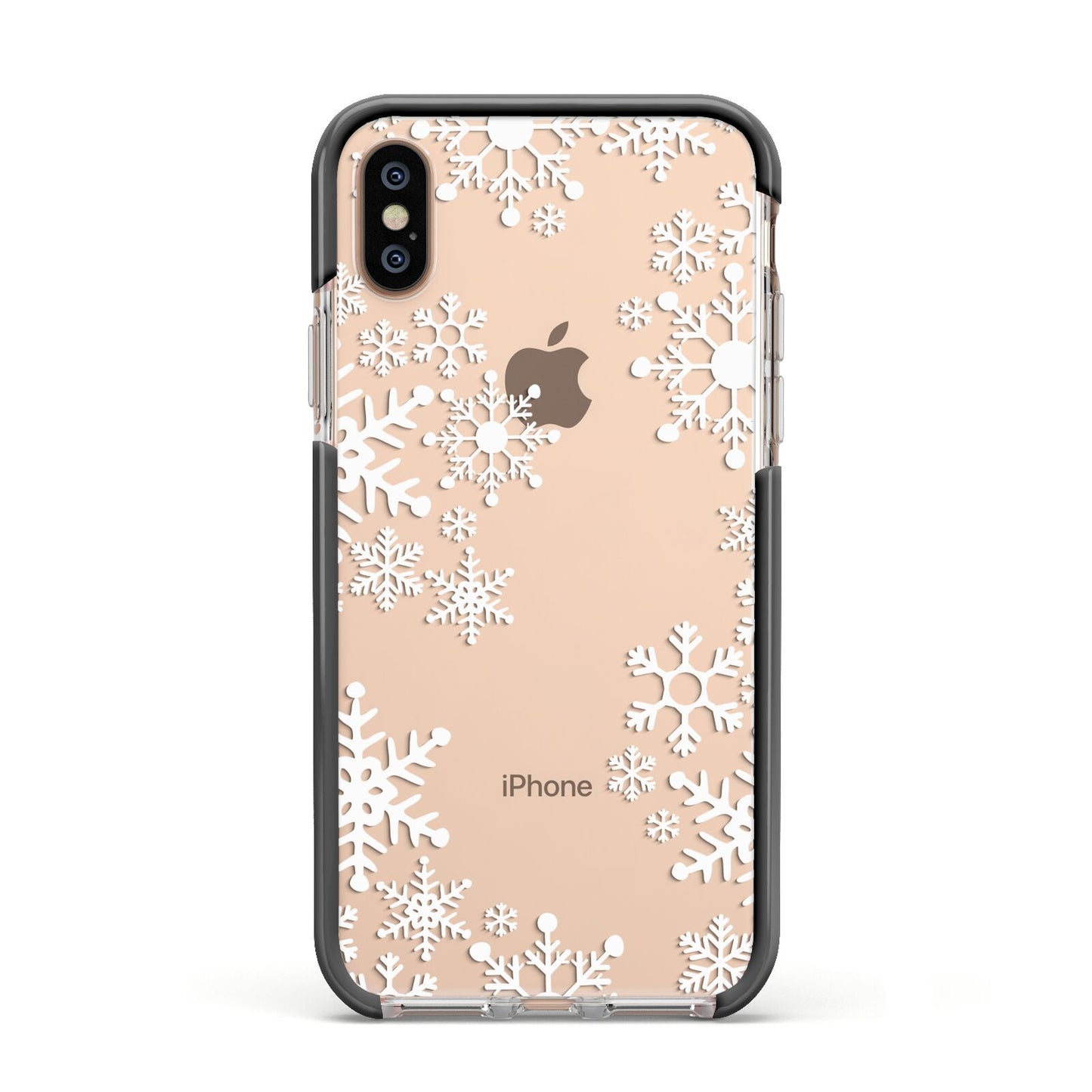 Snowflake Apple iPhone Xs Impact Case Black Edge on Gold Phone
