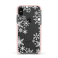 Snowflake Apple iPhone Xs Impact Case Pink Edge on Black Phone