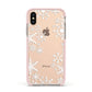 Snowflake Apple iPhone Xs Impact Case Pink Edge on Gold Phone