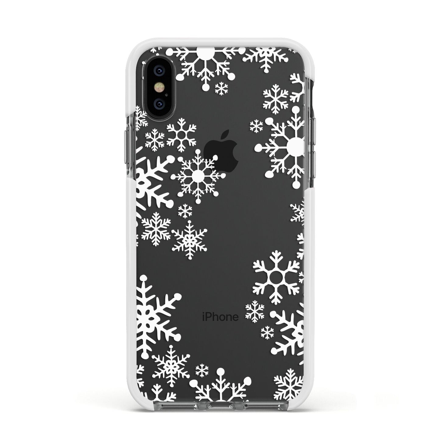 Snowflake Apple iPhone Xs Impact Case White Edge on Black Phone