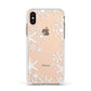 Snowflake Apple iPhone Xs Impact Case White Edge on Gold Phone