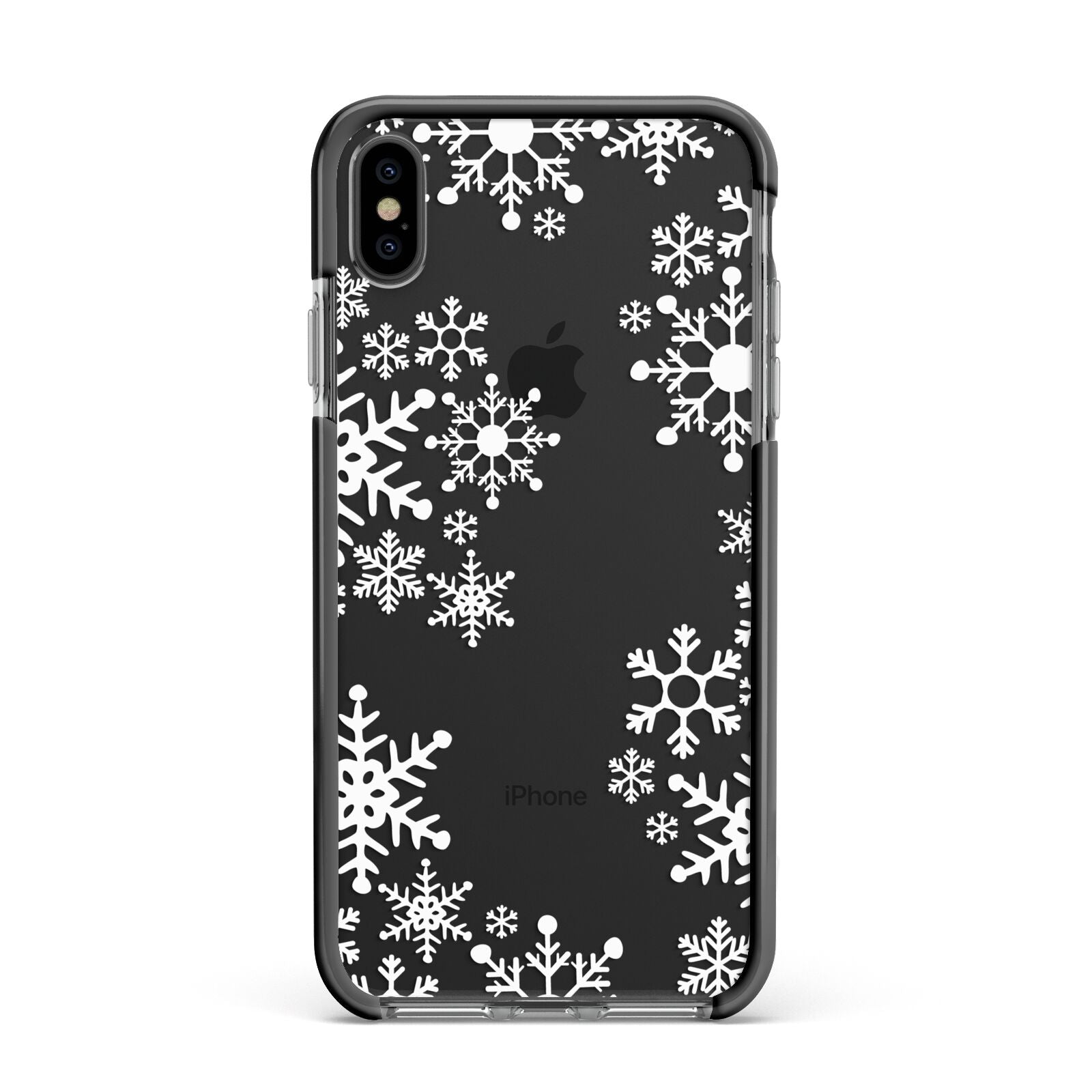 Snowflake Apple iPhone Xs Max Impact Case Black Edge on Black Phone