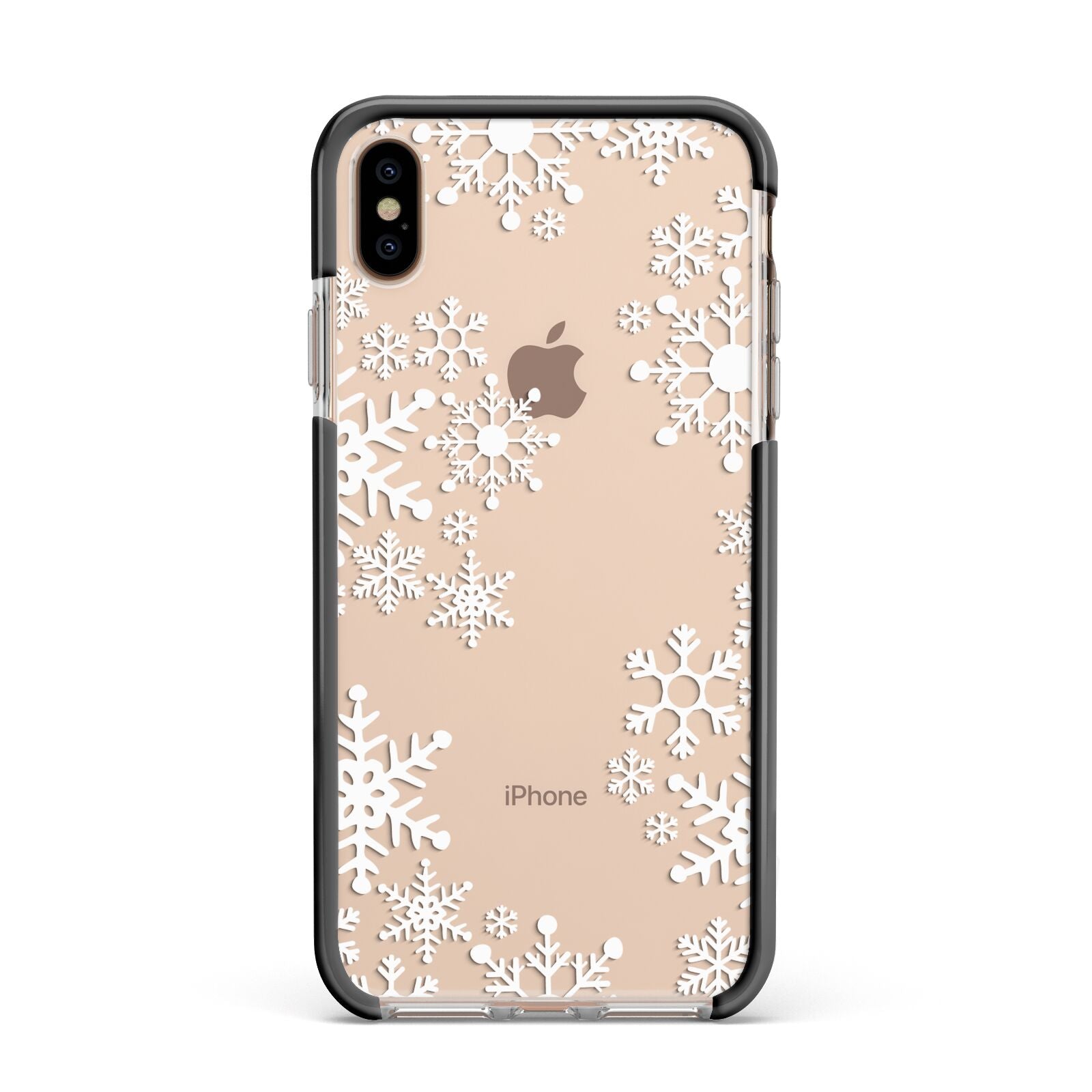 Snowflake Apple iPhone Xs Max Impact Case Black Edge on Gold Phone
