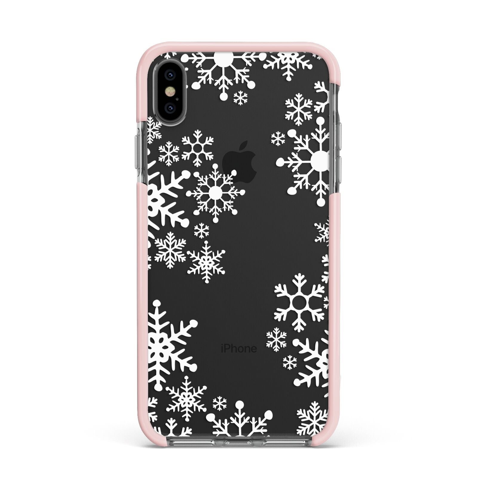 Snowflake Apple iPhone Xs Max Impact Case Pink Edge on Black Phone