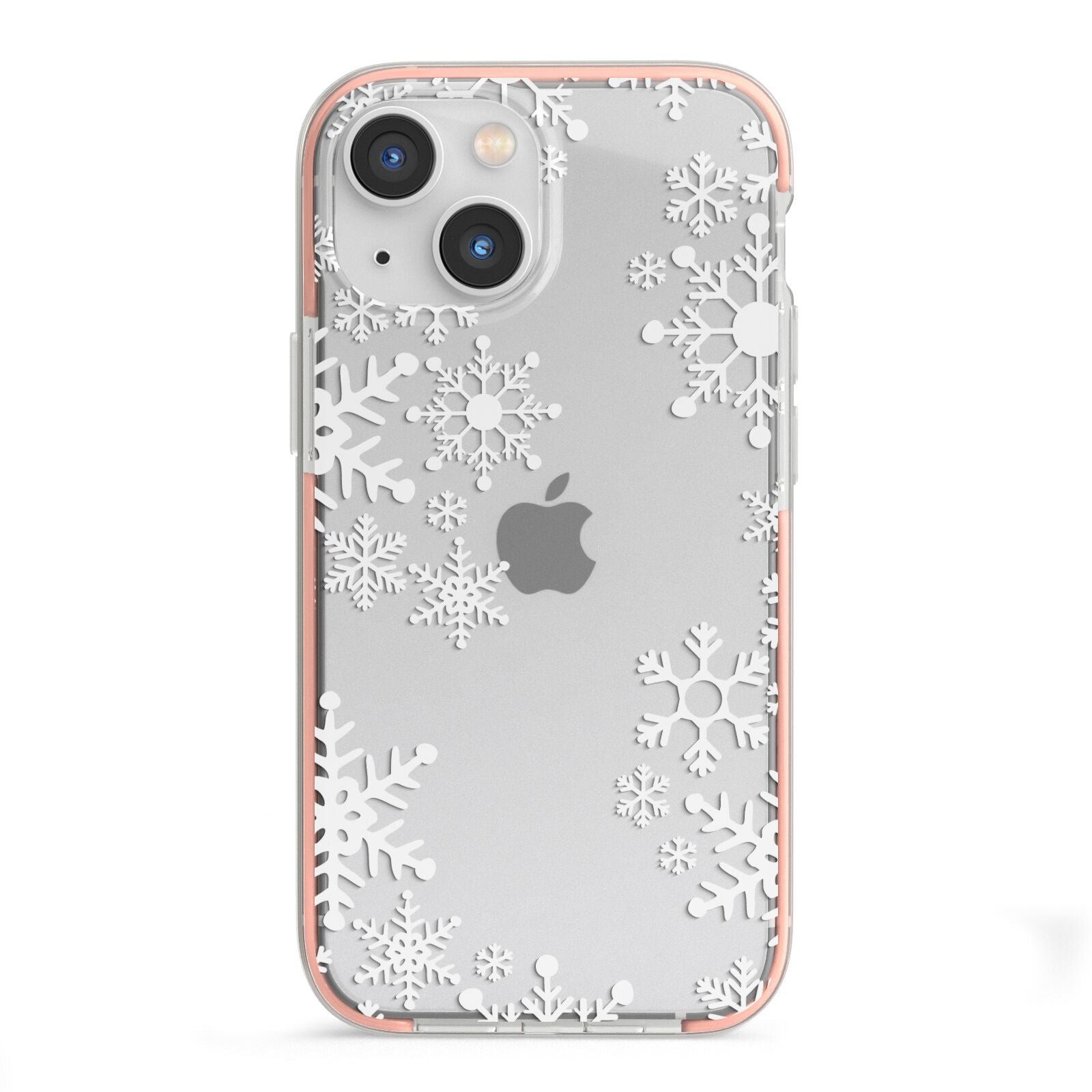 Snowflake iPhone 13 Mini TPU Impact Case with Pink Edges