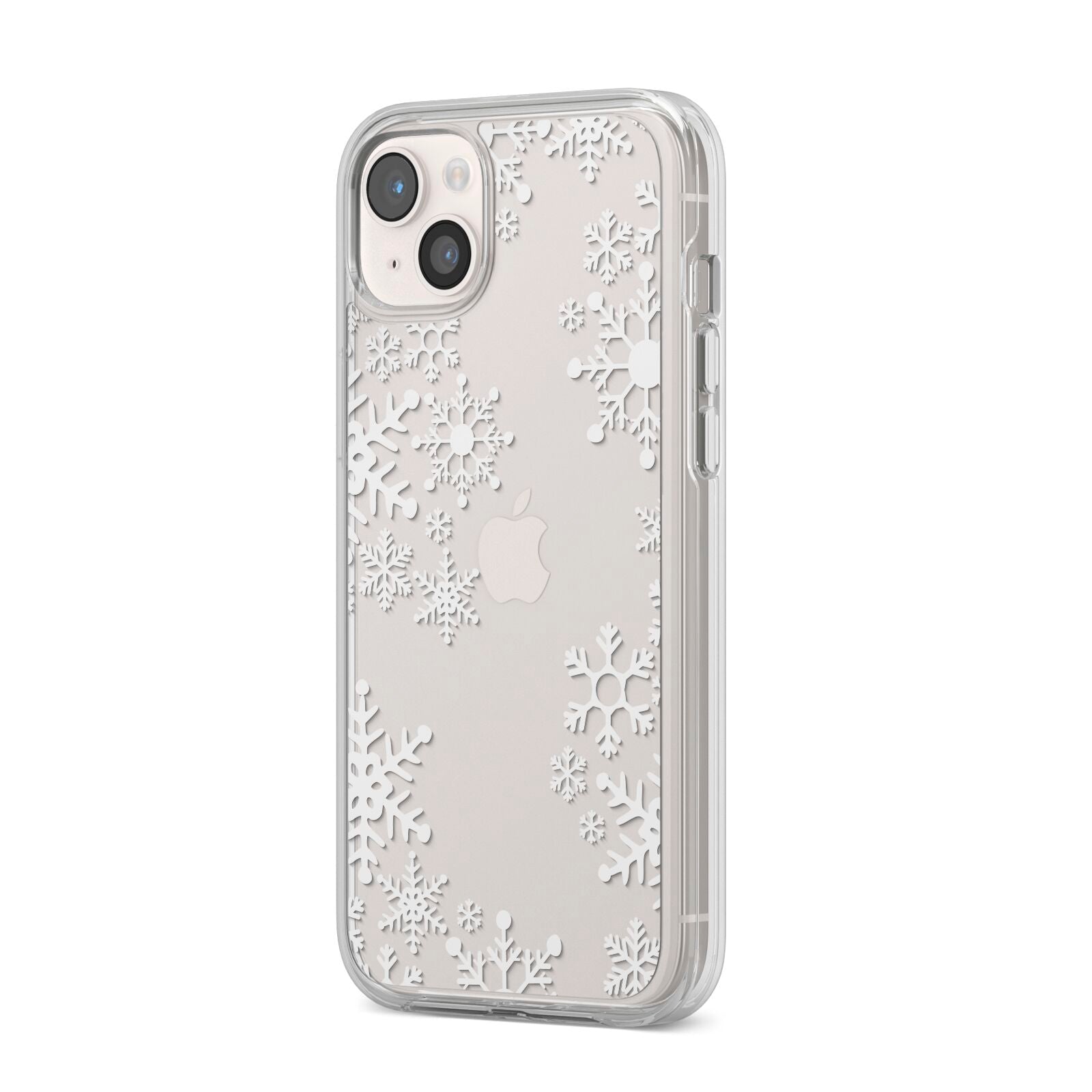 Snowflake iPhone 14 Plus Clear Tough Case Starlight Angled Image