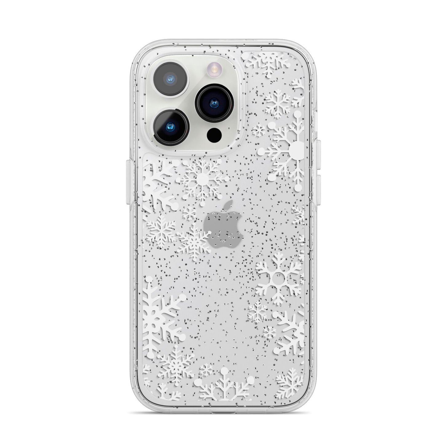 Snowflake iPhone 14 Pro Glitter Tough Case Silver