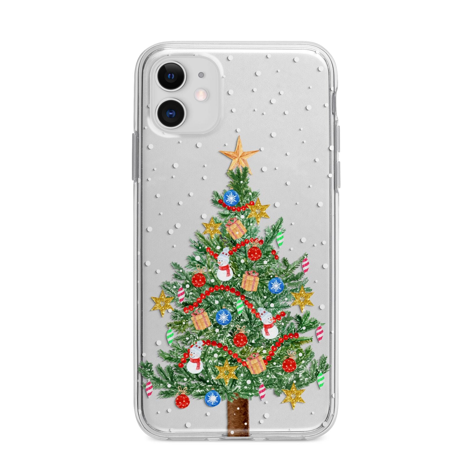 Sparkling Christmas Tree Apple iPhone 11 in White with Bumper Case