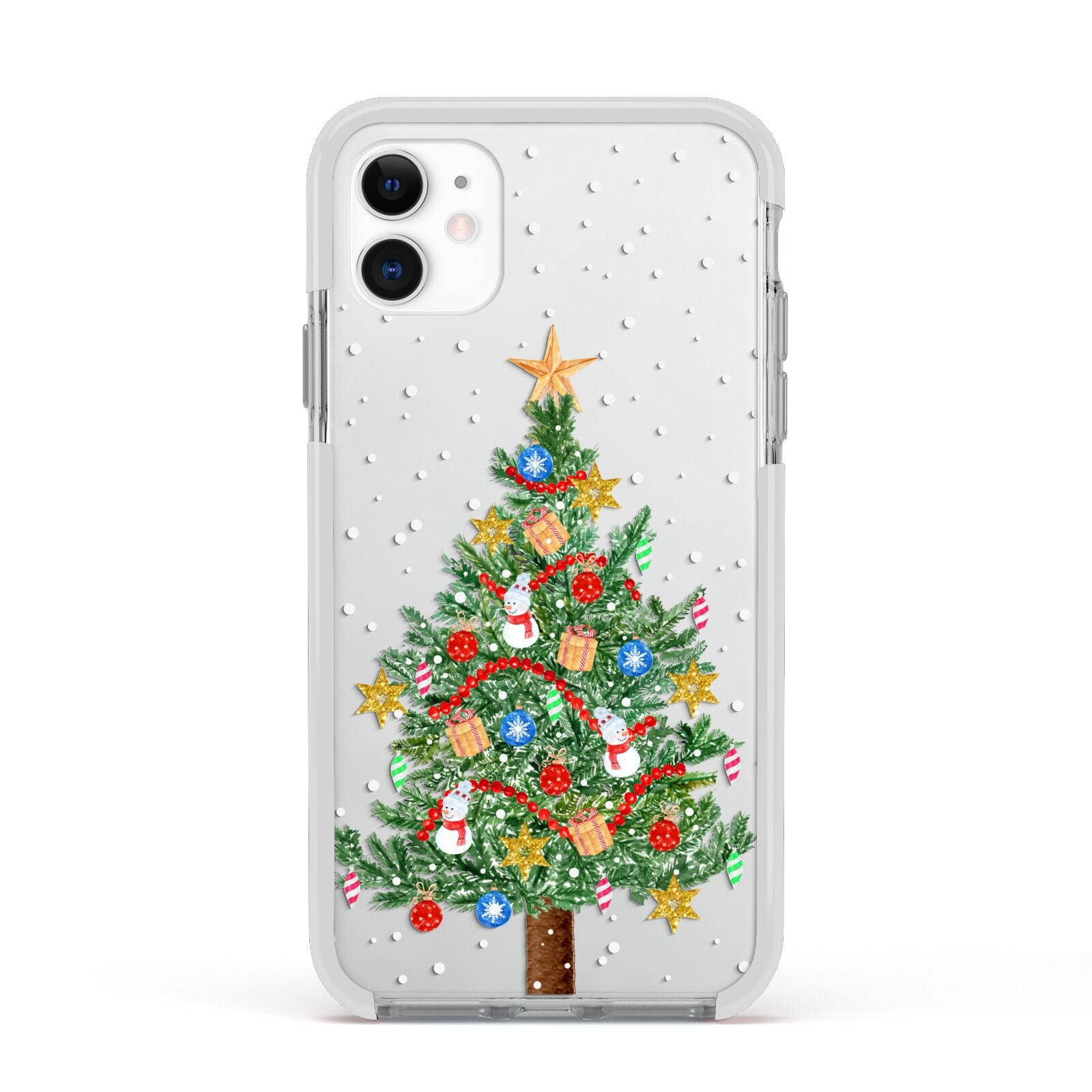 Sparkling Christmas Tree Apple iPhone 11 in White with White Impact Case