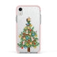 Sparkling Christmas Tree Apple iPhone XR Impact Case Pink Edge on Silver Phone