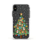 Sparkling Christmas Tree Apple iPhone Xs Impact Case White Edge on Black Phone