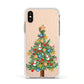 Sparkling Christmas Tree Apple iPhone Xs Impact Case White Edge on Gold Phone