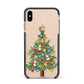 Sparkling Christmas Tree Apple iPhone Xs Max Impact Case Black Edge on Gold Phone