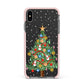 Sparkling Christmas Tree Apple iPhone Xs Max Impact Case Pink Edge on Black Phone