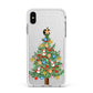 Sparkling Christmas Tree Apple iPhone Xs Max Impact Case White Edge on Silver Phone