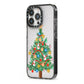 Sparkling Christmas Tree iPhone 13 Pro Black Impact Case Side Angle on Silver phone