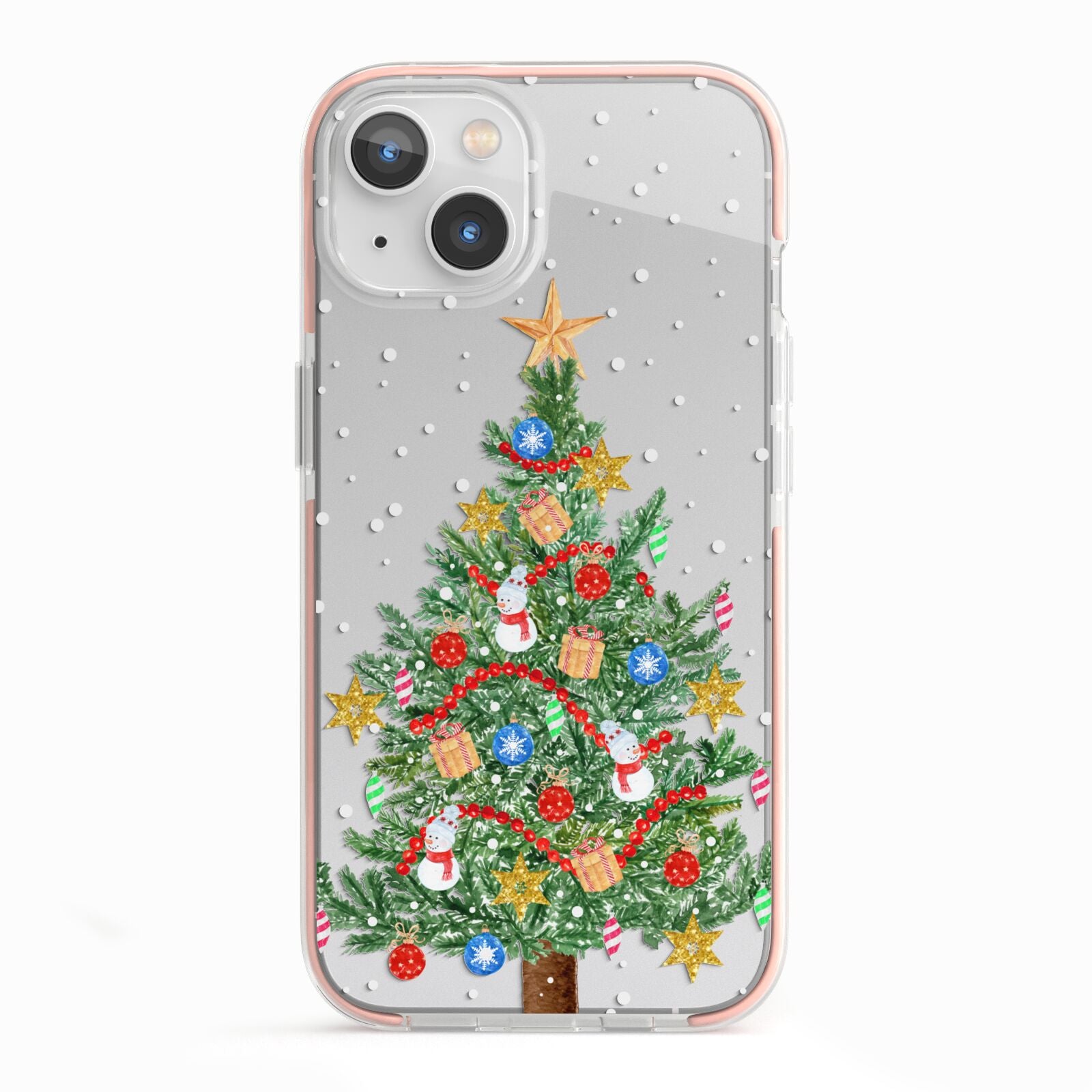 Sparkling Christmas Tree iPhone 13 TPU Impact Case with Pink Edges
