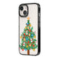 Sparkling Christmas Tree iPhone 14 Black Impact Case Side Angle on Silver phone