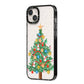 Sparkling Christmas Tree iPhone 14 Plus Black Impact Case Side Angle on Silver phone