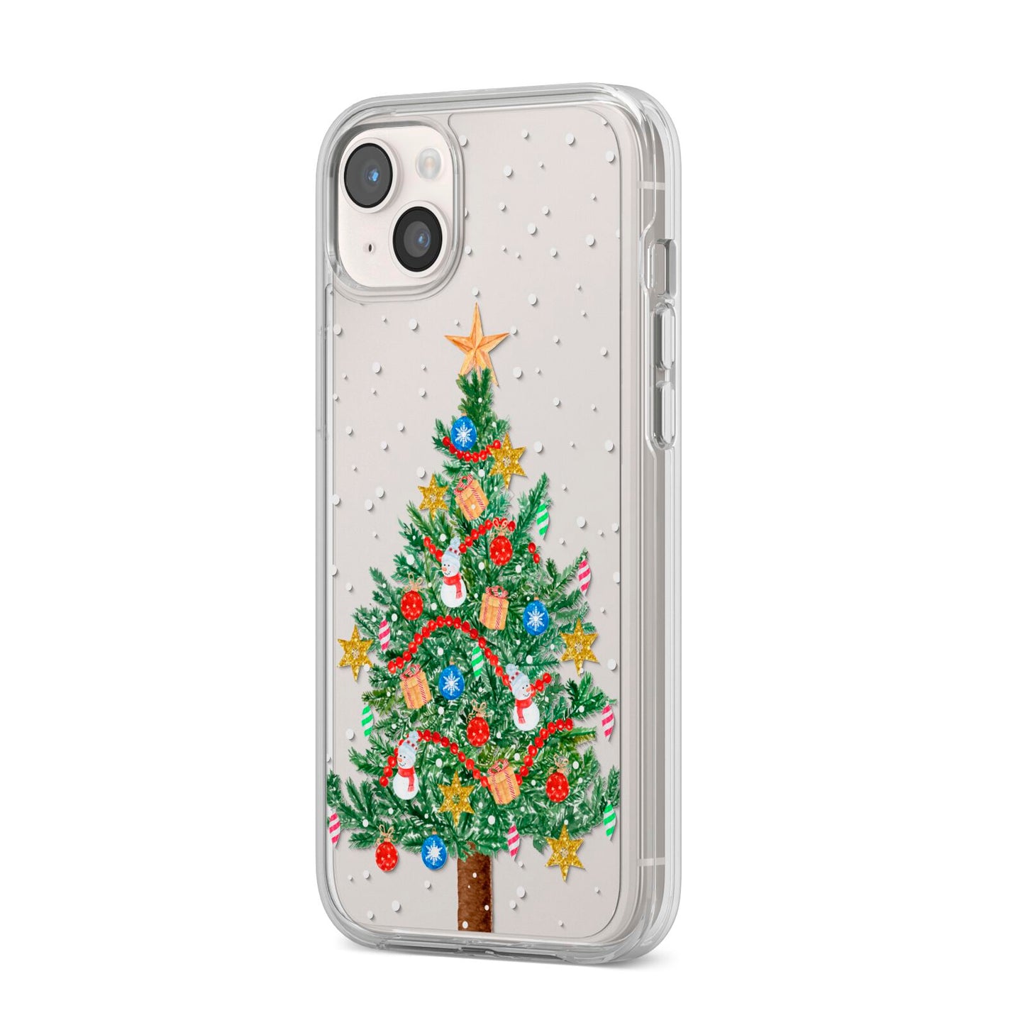 Sparkling Christmas Tree iPhone 14 Plus Clear Tough Case Starlight Angled Image