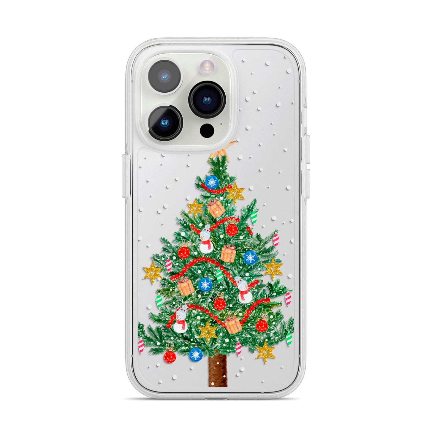 Sparkling Christmas Tree iPhone 14 Pro Clear Tough Case Silver