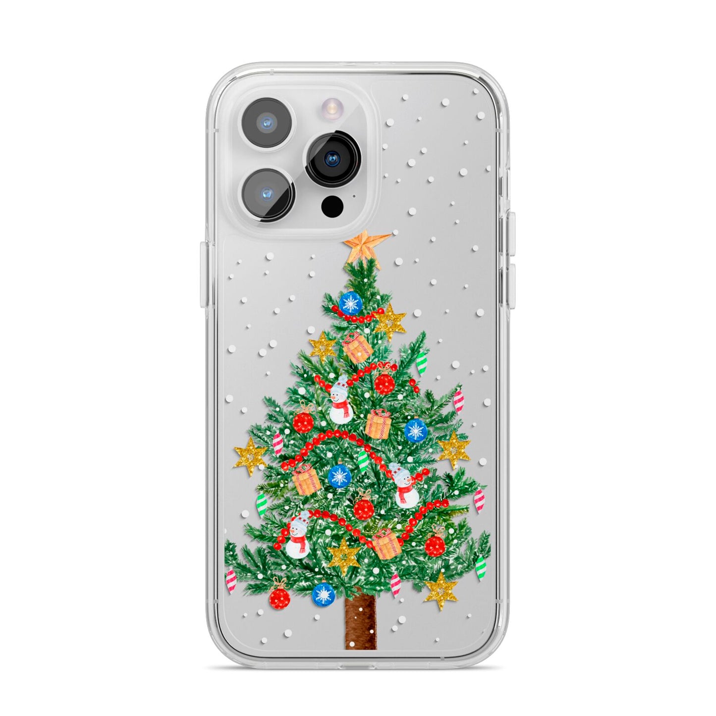 Sparkling Christmas Tree iPhone 14 Pro Max Clear Tough Case Silver