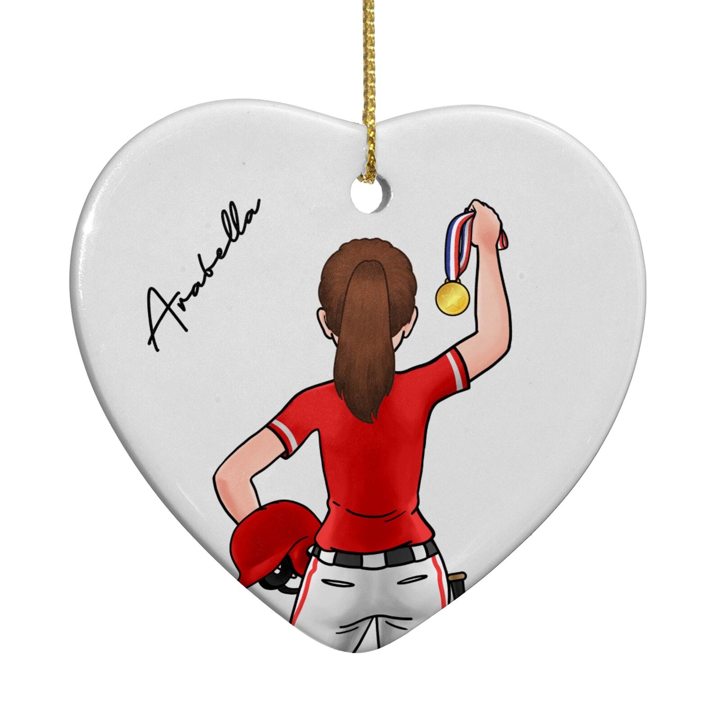 Sports Girl Personalised Heart Decoration Back Image