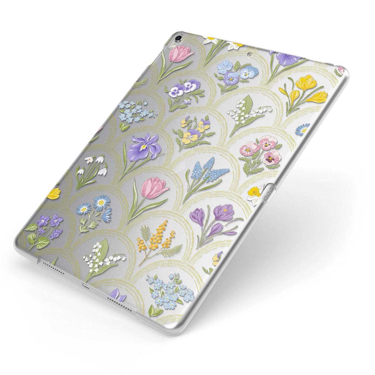Spring Floral Pattern Apple iPad Case on Silver iPad Side View