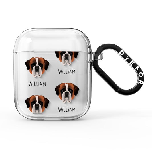 St Bernard Icon with Name AirPods Clear Case