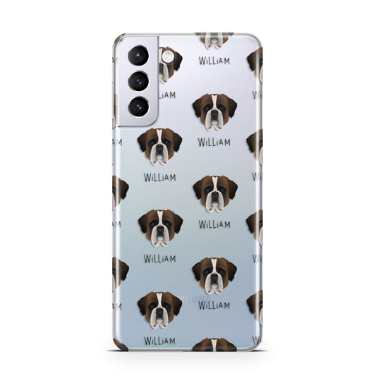 St Bernard Icon with Name Samsung S21 Plus Phone Case