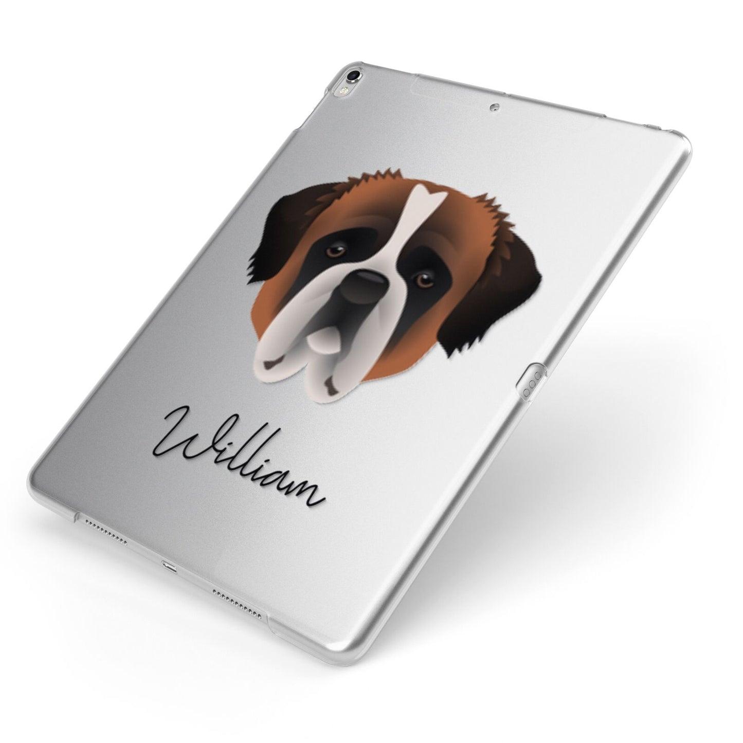 St Bernard Personalised Apple iPad Case on Silver iPad Side View