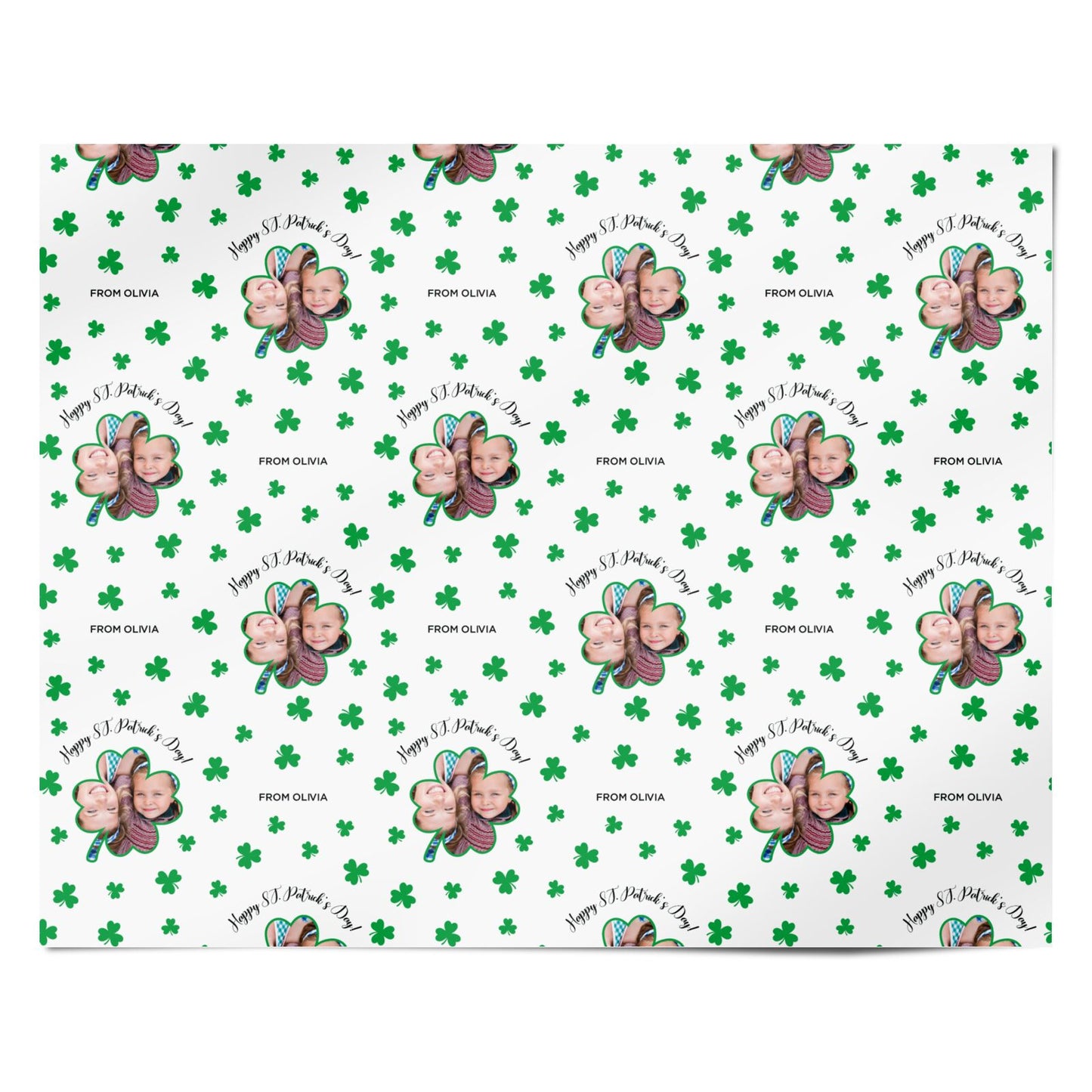 St Patricks Day Photo Upload Personalised Wrapping Paper Alternative