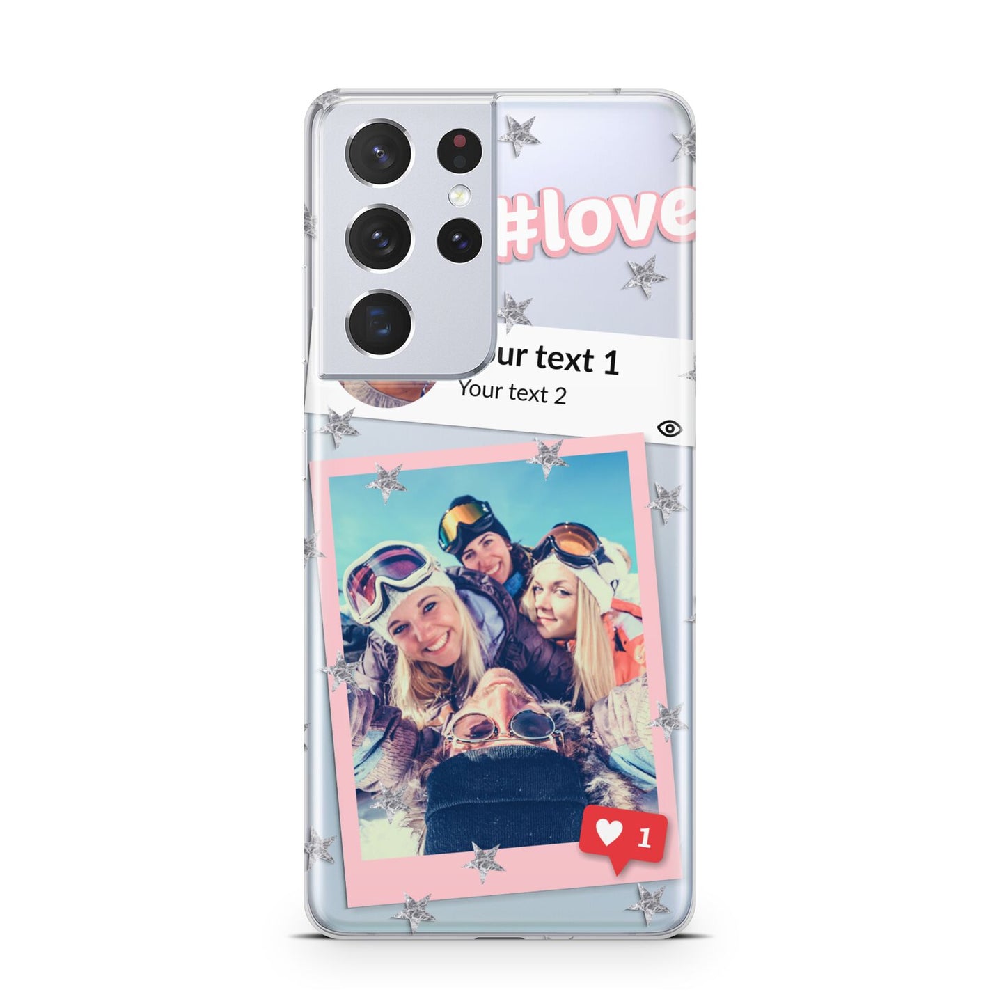 Starry Social Media Photo Montage Upload with Text Samsung S21 Ultra Case