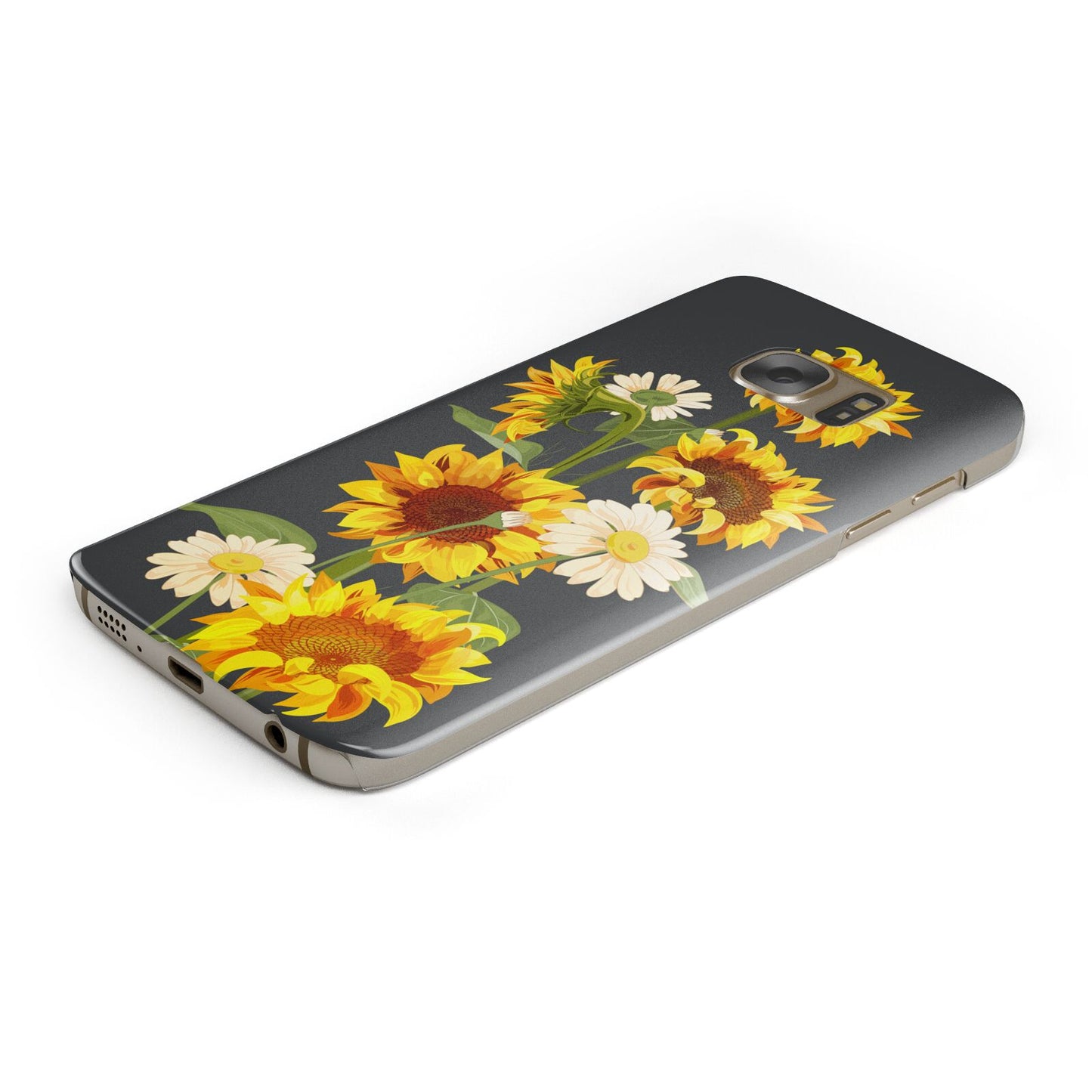 Sunflower Floral Protective Samsung Galaxy Case Angled Image